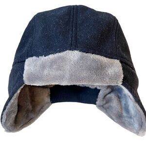 Men's Winter Faux Fur Lined Hat With Ear Protection Navy Grey O/S